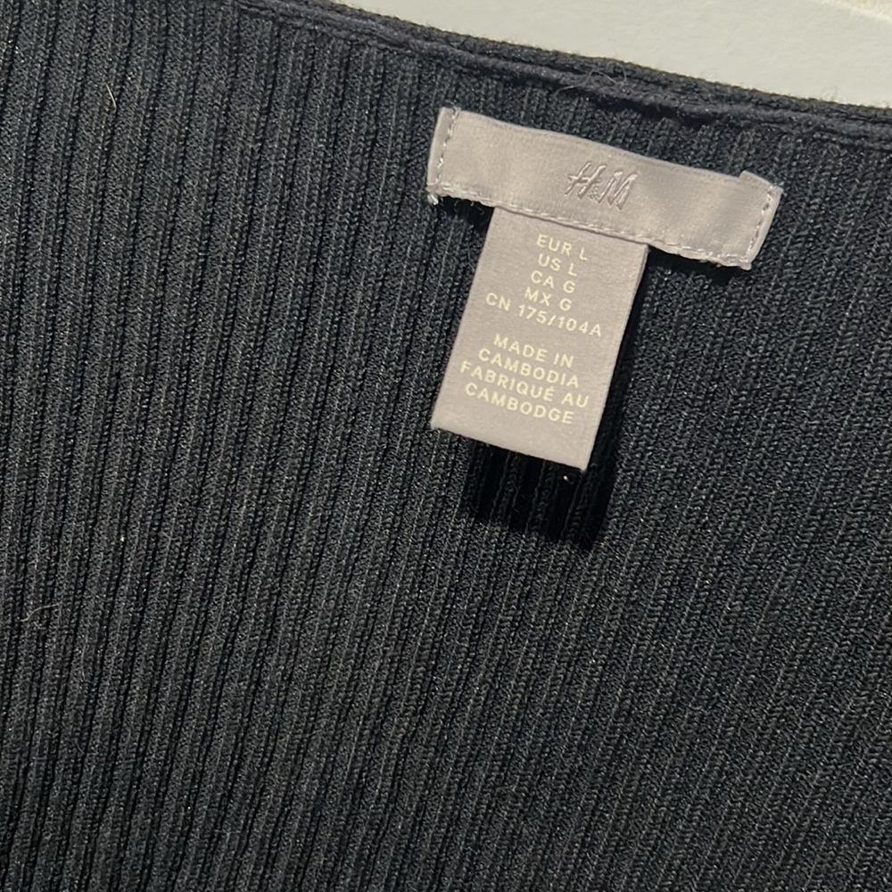 H&M ribbed square neck sweater top short sleeve - Picture 5 of 6